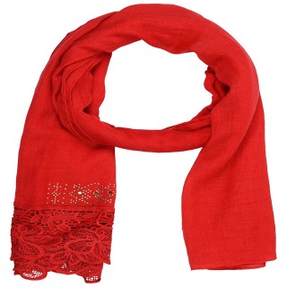 Designer Cotton Plain Women's Stole - Rose Red